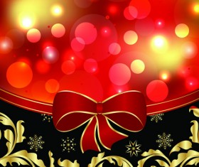 Shiny Christmas Backgrounds With bow design vector 02