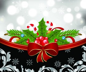 Shiny Christmas Backgrounds With bow design vector 05