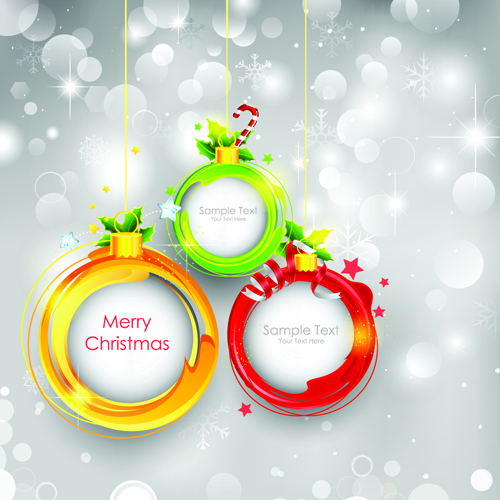 Shiny Christmas Pendant with decor design vector 04