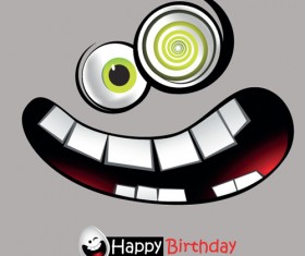 Set of Smile postcard Happy Birthday design vector 02