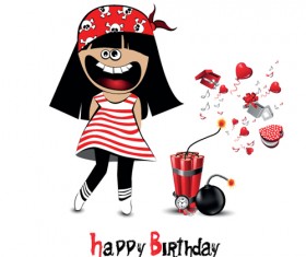 Set of Smile postcard Happy Birthday design vector 05