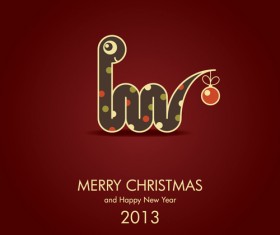 Year of Snake and Christmas design elements vector 03