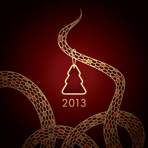 Year of Snake and Christmas design elements vector 04