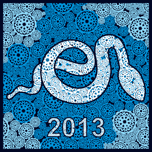 Year of Snake and Christmas design elements vector 05
