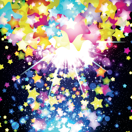 Colorful Stars and glitter vector backgorunds set 02