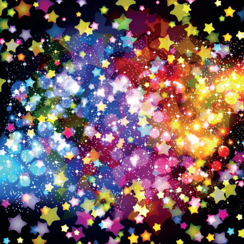 Colorful Stars and glitter vector backgorunds set 05