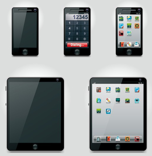 Set of Tablet PC and phone design vector 02