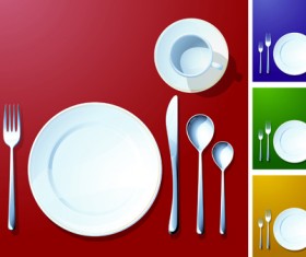 Various Tableware elements vector material set 02