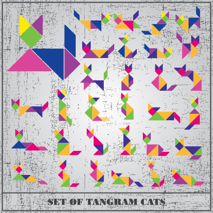 Set of Various Tangram figure vector 01