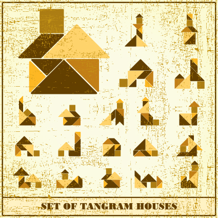 Set of Various Tangram figure vector 03