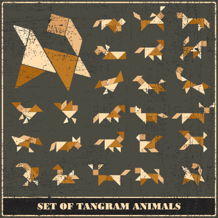 Set of Various Tangram figure vector 04