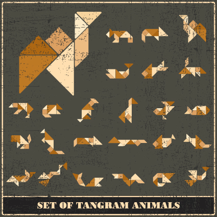 Set of Various Tangram figure vector 05