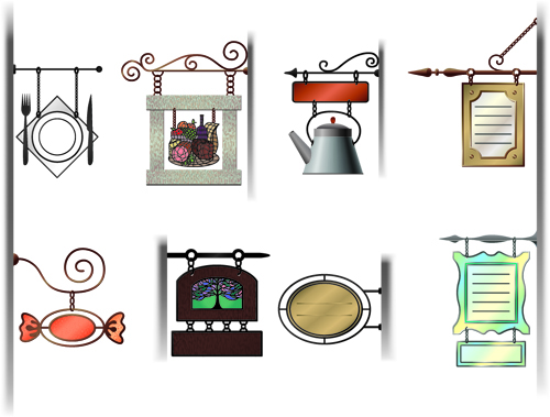 Various cafe Signs vector material set 01