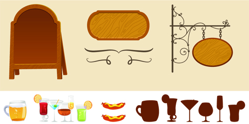 Various cafe Signs vector material set 02