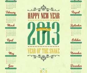 Vintage 2013 Calendar design vector material