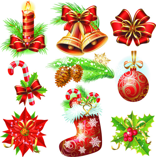Set of Vintage Christmas and New Year 2013 decor Illustration Vector 02