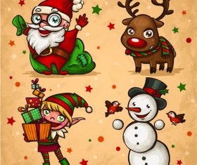 Vintage Cute Christmas design elements vector set 02