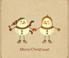 Set of Vintage Merry Christmas cards vector graphics 03