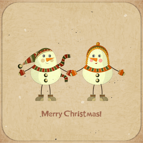 Set of Vintage Merry Christmas cards vector graphics 03