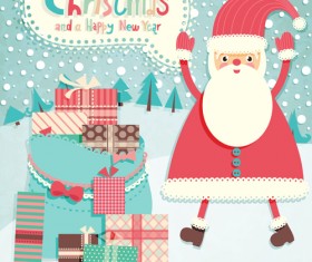 Set of Vintage Merry Christmas cards vector graphics 05