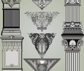 Vintage Symbols and Decoration Patterns vector set 01