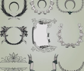 Vintage Symbols and Decoration Patterns vector set 02