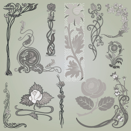 Vintage Symbols and Decoration Patterns vector set 05