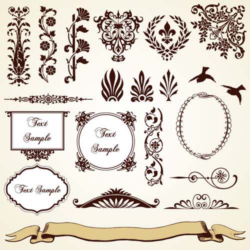 Vintage pattern area Borders and ornaments vector 02
