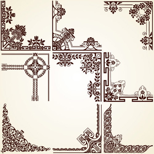 Vintage pattern area Borders and ornaments vector 03