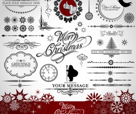 Set of Vintage xmas Decorative elements vector 01