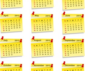 Vector set of Wall calendar 2013 design elements 01