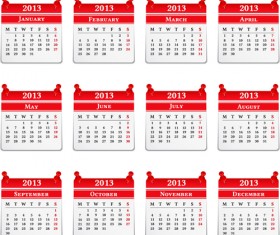 Vector set of Wall calendar 2013 design elements 02