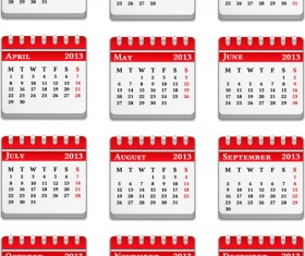 Vector set of Wall calendar 2013 design elements 04