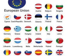 Set of World Flags Icons mix design vector 01