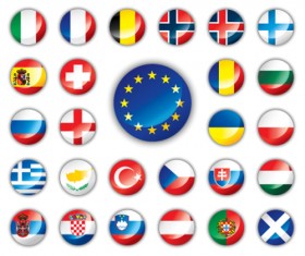 Set of World Flags Icons mix design vector 02