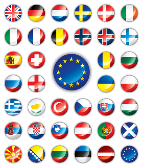 Set of World Flags Icons mix design vector 02