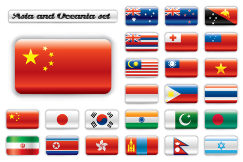 Set of World Flags Icons mix design vector 03