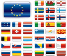 Set of World Flags Icons mix design vector 04