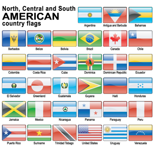 Set of World Flags Icons mix design vector 05