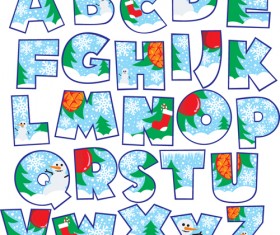Elements of Creative Xmas Alphabet vector set 04