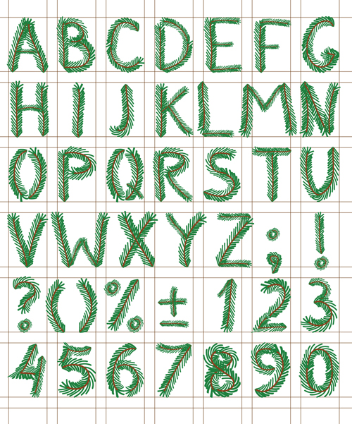 Elements of Creative Xmas Alphabet vector set 05