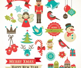 Cute Xmas icons mix vector graphics 02
