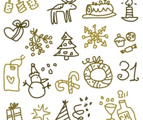 Cute Xmas icons mix vector graphics 04