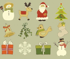 Cute Xmas icons mix vector graphics 05