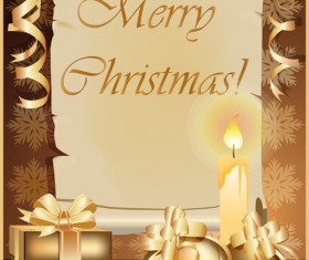 Set of Golden Xmas card design vector graphics 05