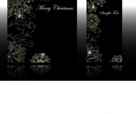 Set of black glossy Gift Cards design vector 02