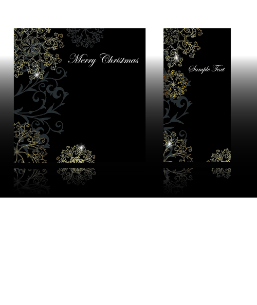 Set of black glossy Gift Cards design vector 02