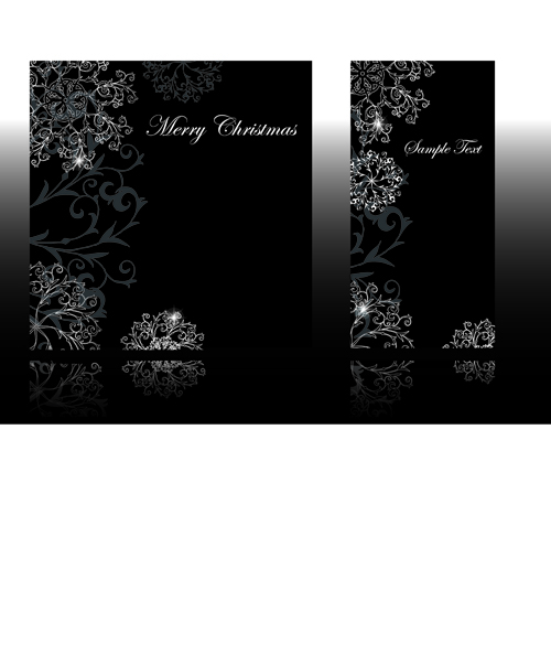 Set of black glossy Gift Cards design vector 03