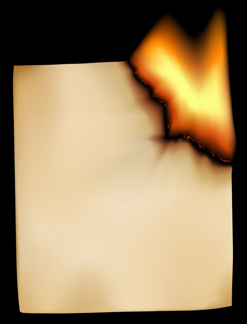 Set of Burning old paper design vector 03