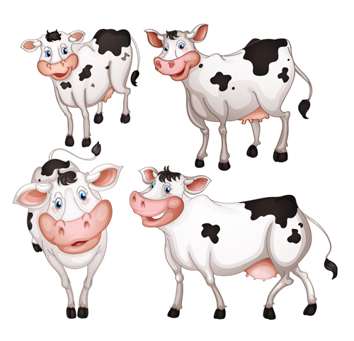 Different Dairy cow design vector graphics 03